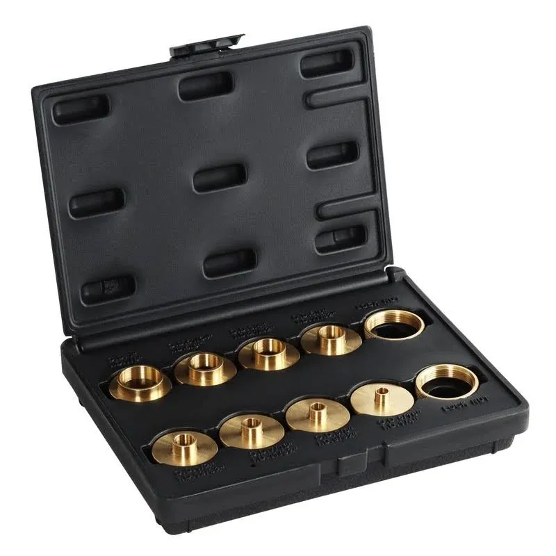 10-Piece Dct Brass Router Template Bushing Set with Carrying Case