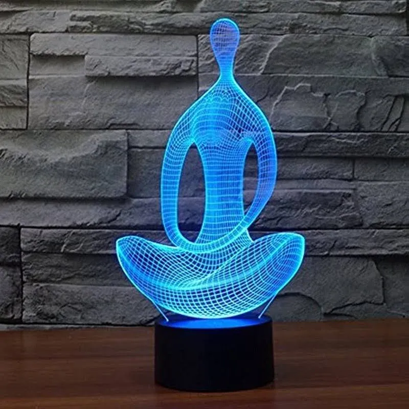 3D Illusion Yoga LED Night Light,Threetoo 7 Colors Gradual Changing Touch Switch USB Table Lamp for Holiday Gifts or Home Decorations