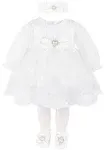 T.F. Taffy Taffy Baby Girl Newborn Christening Baptism Lace White Dress Gown 6 Piece Deluxe