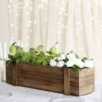 Efavormart 24x6'' Smoked Brown Rectangle Wood Boxes DIY Rustic Wooden Planter Boxes with Plastic Liner for Wedding Party Decoration