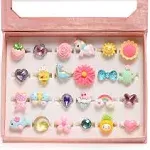 PinkSheep Little Girl Jewel Rings in Box, Adjustable, No Duplication, 