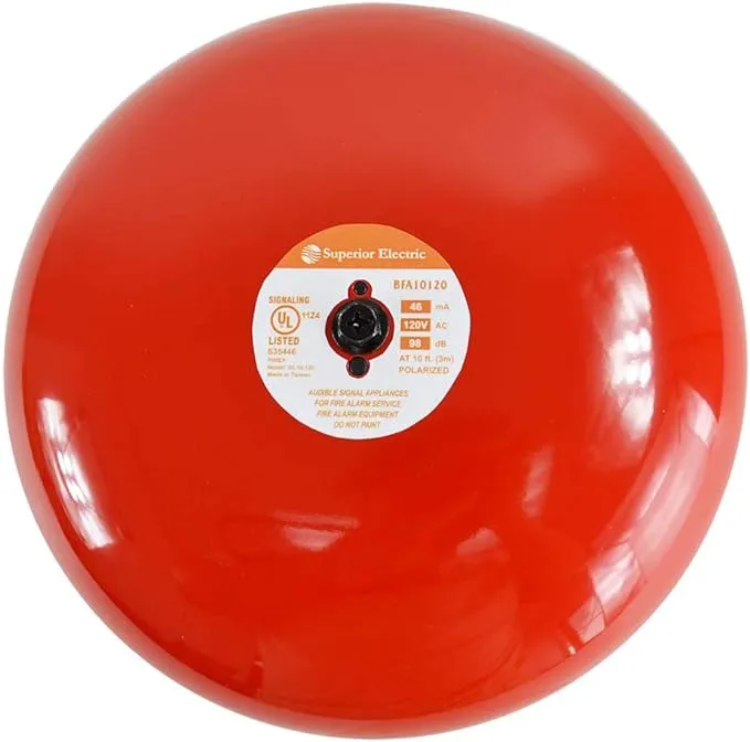 Fire & Security Alarm Bell, 10 Inch, 120 VAC, UL Approved