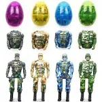 QINGQIU 4 Pack Jumbo Soldier Deformation Easter Eggs with Toys Inside for Kids Boys Girls Easter Gifts Easter Basket Stuffers Fillers