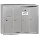 SALSBURY INDUSTRIES Vertical Mailbox: 4 Doors, Aluminum, Front, Surface, Powder Coated