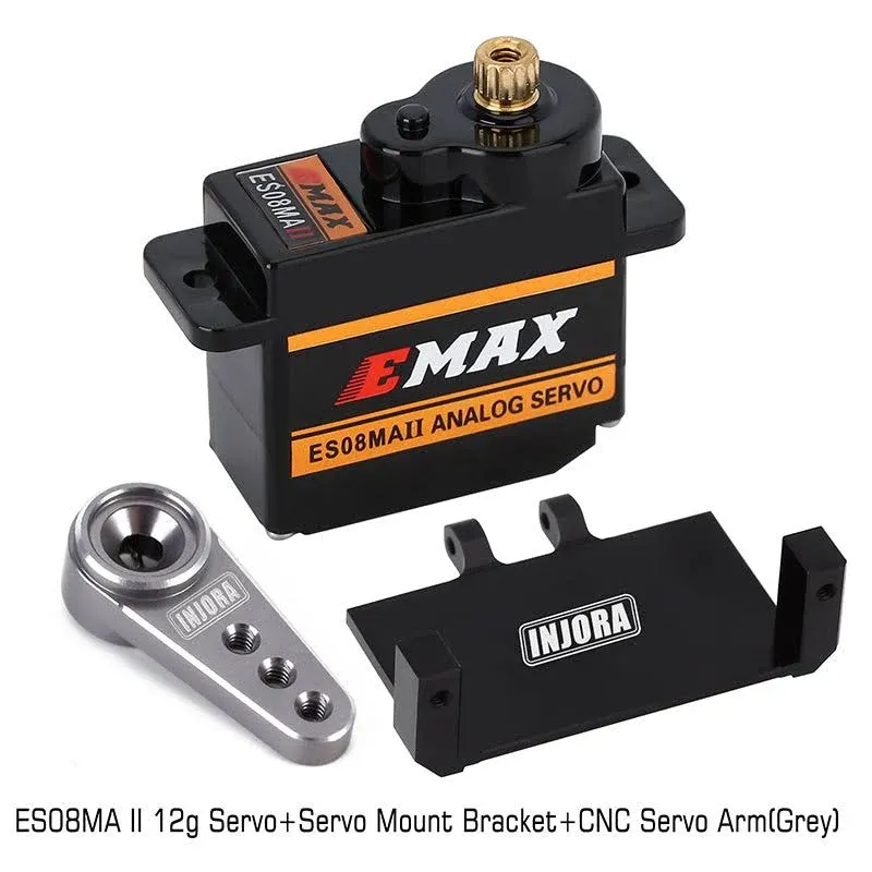 INJORA EMax ES08MA II 12g Analog Metal Gear Servo with Mount & Arm for Axial SCX24 AX24