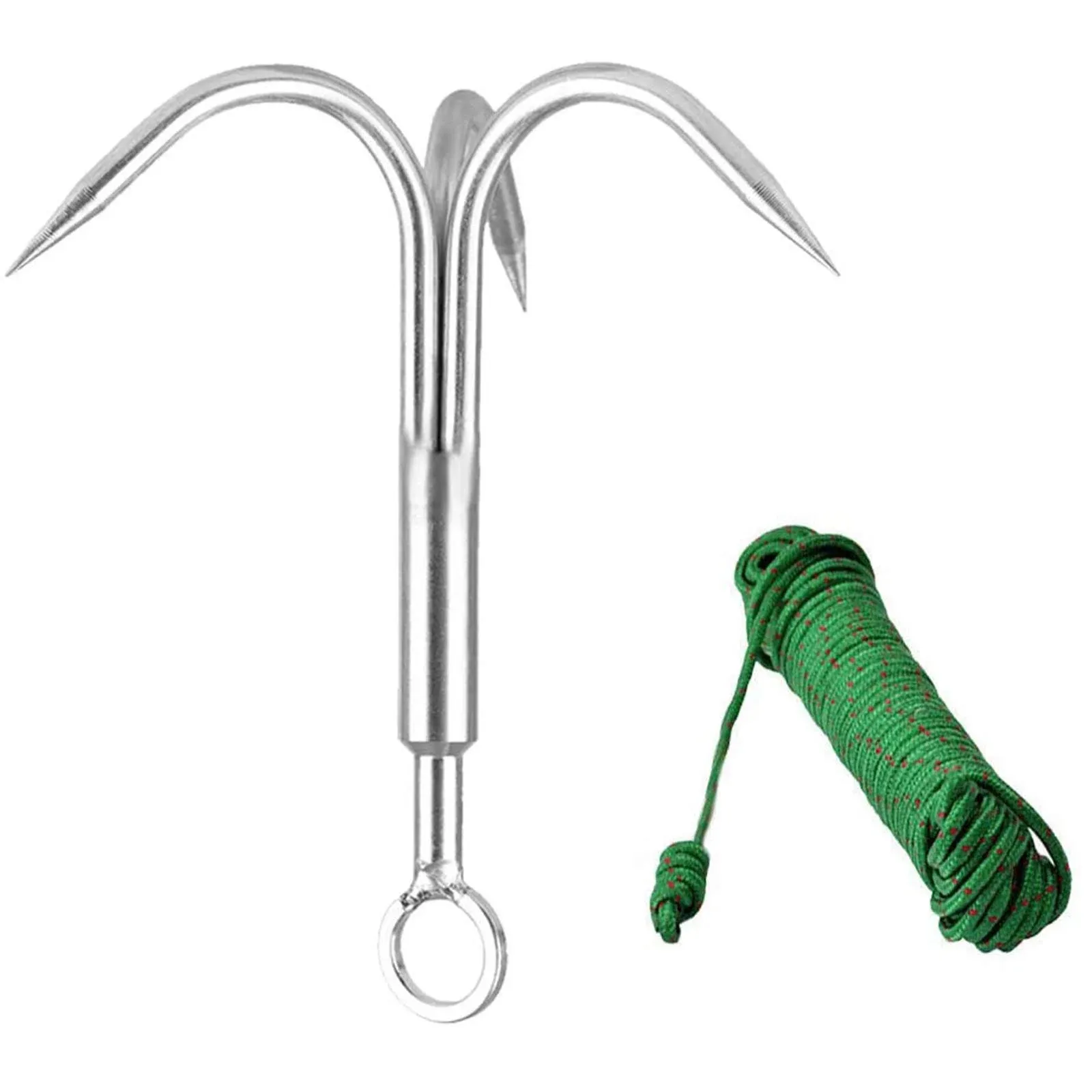 Stainless Steel Outdoor Grappling Hook with 50FT Rope/Climbing Claw/Gravity Hook