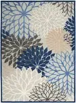 Nourison Aloha Indoor Outdoor Floral Blue Multicolor Area Rug