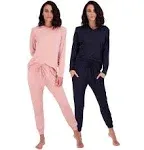 Real Essentials 4 Piece: Women's Long Sleeve Pullover Hoodie Henley Sweatshirt & Jogger Set- Athletic Lounge Sweatsuit