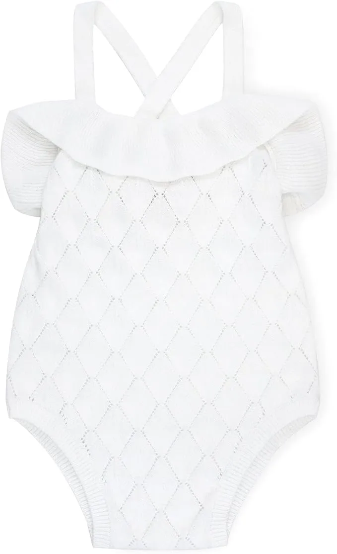 Hope & Henry Baby Ruffle Shortie Sweater Romper