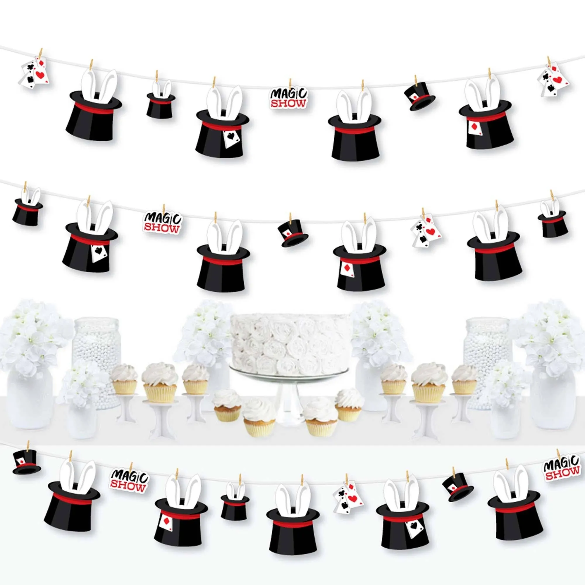 Ta-Da, Magic Show - Magical Birthday Party DIY Decorations - Clothespin Garland Banner - 44 Pieces