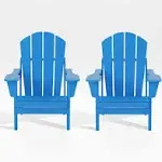 WestinTrends All-Weather Contoured Outdoor Poly Folding Adirondack Chair (Set of 2) Pacific Blue