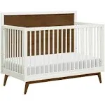 Babyletto Palma 4-in-1 Convertible Crib with Toddler Bed Conversion Kit - Warm White/Natural Walnut