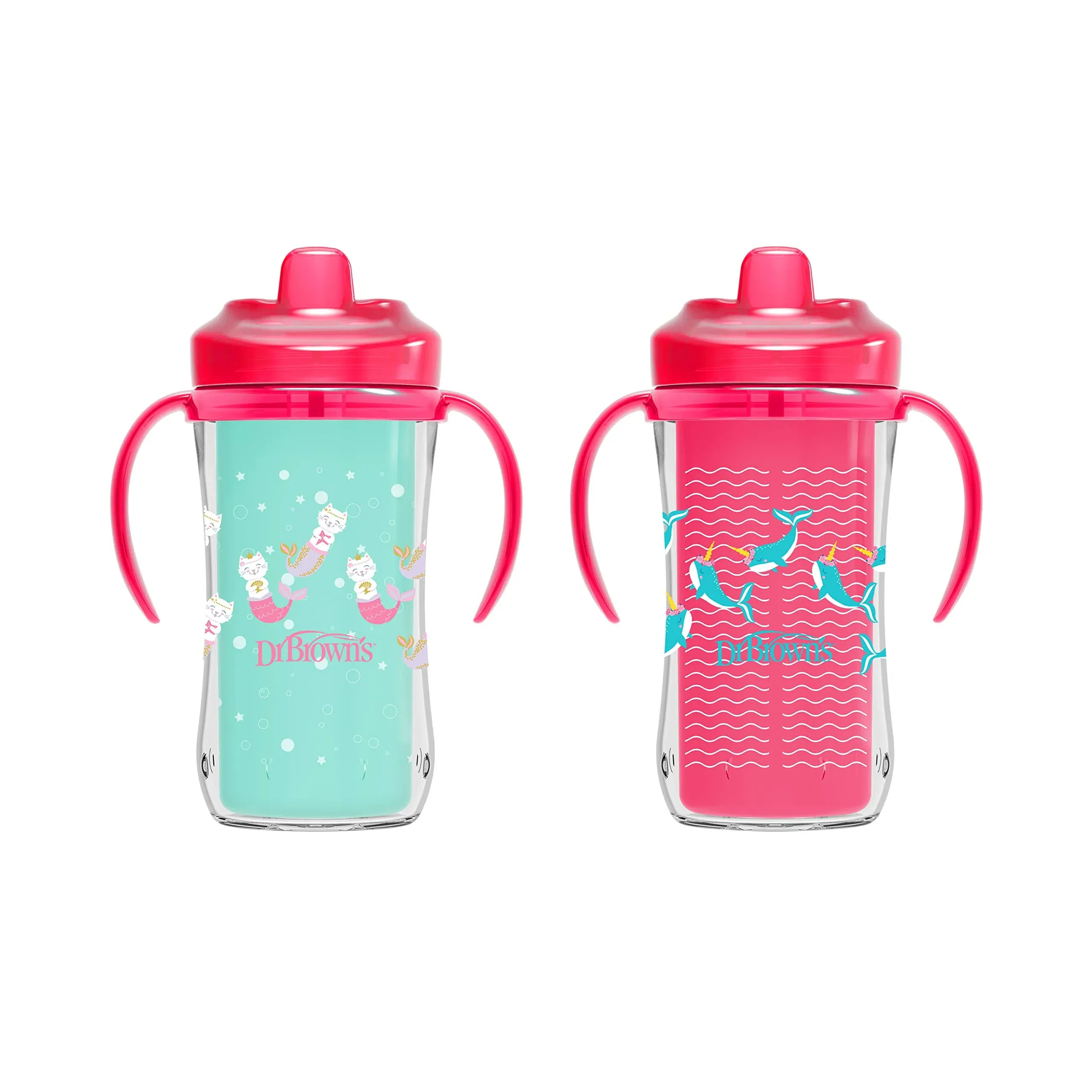 Dr. Brown's Milestones Hard Spout Insulated Sippy Cup with Handles, Pink