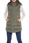 Sebby S.E.B Women's Long Puffer Vest, Quilted Faux Down Filled Hooded Vest for Fall and Winter