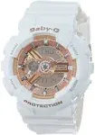 Casio Sports Watch Womens Rose Gold Analog-Digital with White Band, one Size (BA-110-7A1CR)