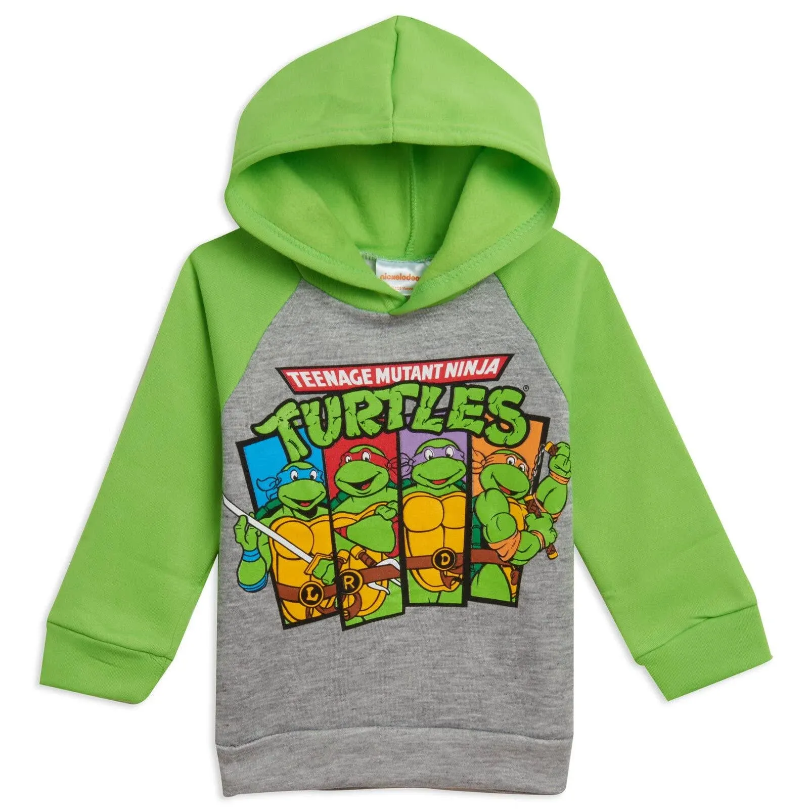 Teenage Mutant Ninja Turtles Donatello Leonardo Michelangelo Big Boys Fleece Pullover Hoodie Green 10-12