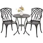 Nuu Garden Outdoor 3 Piece Cast Aluminum Patio Bistro Set