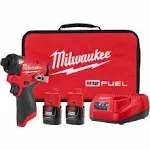 M12 Fuel 12V 1/4" Lithium-ion Cordless Impact Driver Kit - with 2 Batteries, Charger, and Tool Case