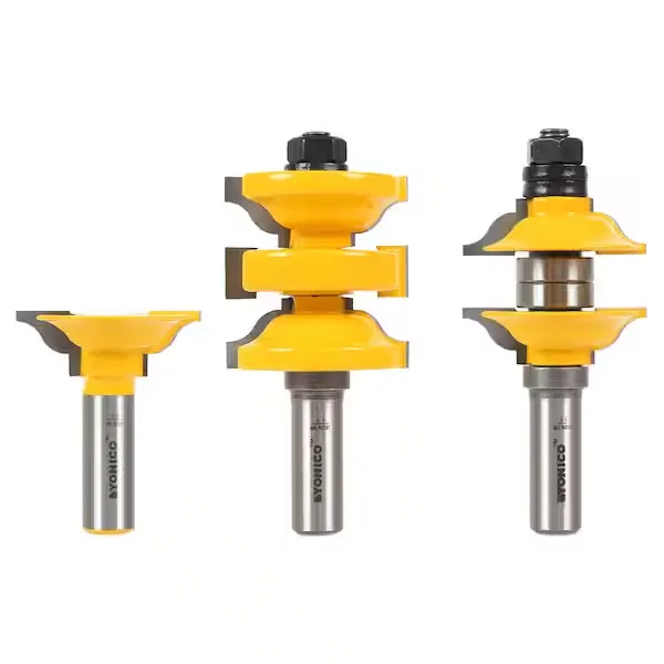 Classical 3 Bit Extended Tenon Entry Door Rail and Stile Router Bit Set with ...