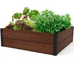 Keter 48&#034; X 48&#034; inches Wood Look Raised Garden Bed Durable Outdoor Planter fo...