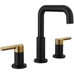 Delta Nicoli Matte Black 2-handle Widespread WaterSense Low-arc Bathroom Sink Faucet with Drain