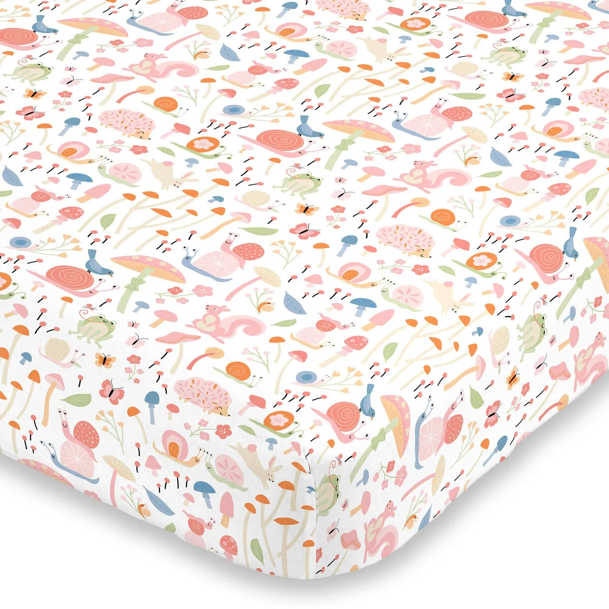 NoJo Spring Garden Pink, Green, Orange &amp; Ivory Super Soft Mini Crib Sheet,