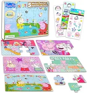 Nick Shop Peppa Pig Puzzle Set for Kids - Bundle with 5 Pack Peppa Pig Puzzle and ...