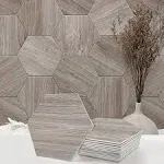 Avant Decor Bex Peel and Stick Wood-Look Hexagon Backsplash Wall Tiles 6 inch x 6.9 inch (6.5 Sq Ft/30 Pcs Box) Box of 30 Tiles - Tawny