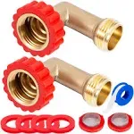 Lead-Free Brass 90 Degree Hose Saver,90°Hose Elbow Fitting Quick Swivel Connect Adapter,Thread Size 3/4" Connectors,Hose Protector with Water Filter（2 Pcs）