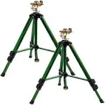 Hourleey Impact Sprinkler On Tripod Base, 2 Pack Heavy Duty Sprinklers for Lawn Yard Garden, 0-360 Degree Large Area Coverage, 3/4 inch Connector