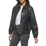 Women's Retro Faux-Leather Bomber Jacket
      
          Women's Retro Faux-Leather Bomber Jacket