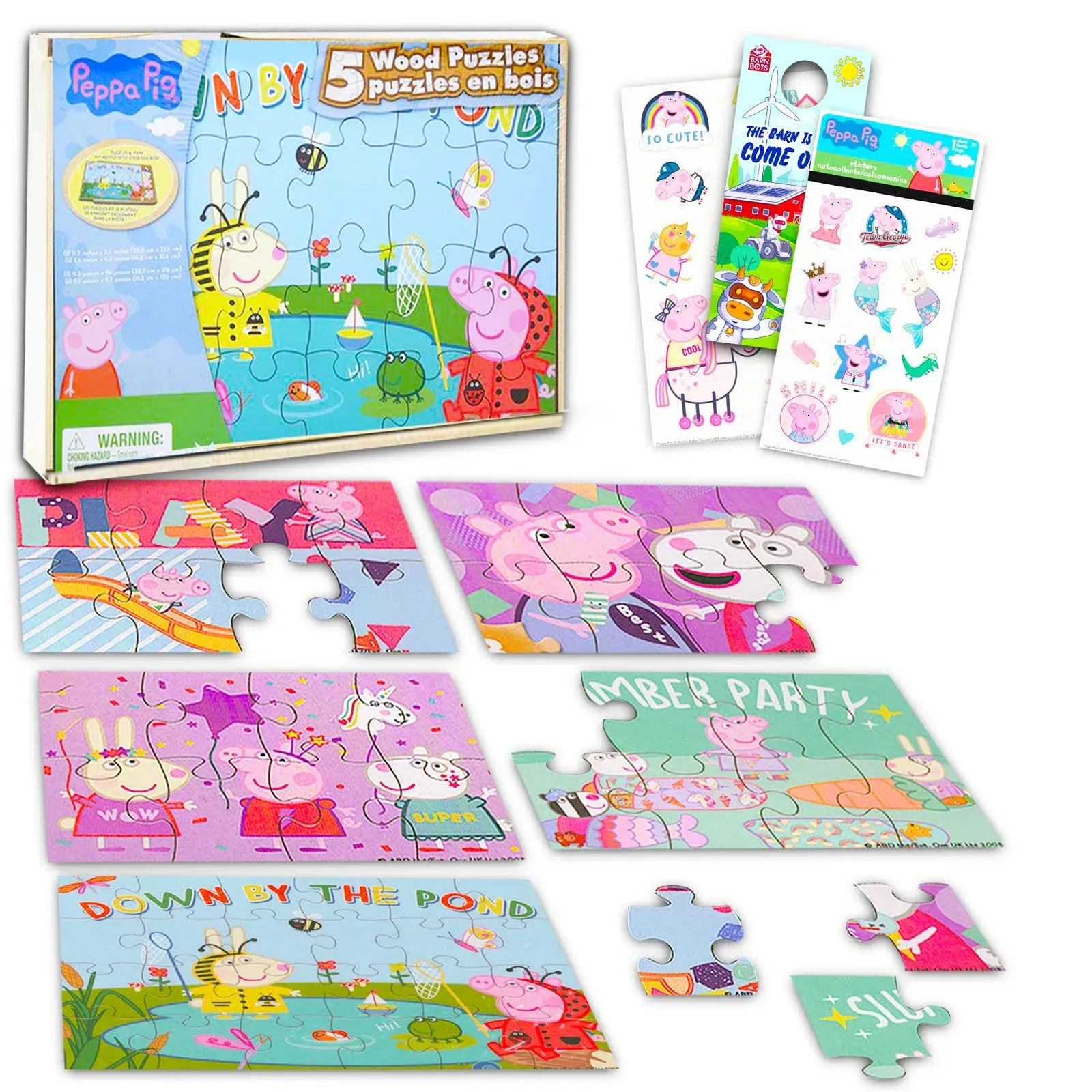 Nick Shop Peppa Pig Puzzle Set for Kids - Bundle with 5 Pack Peppa Pig Puzzle and ...