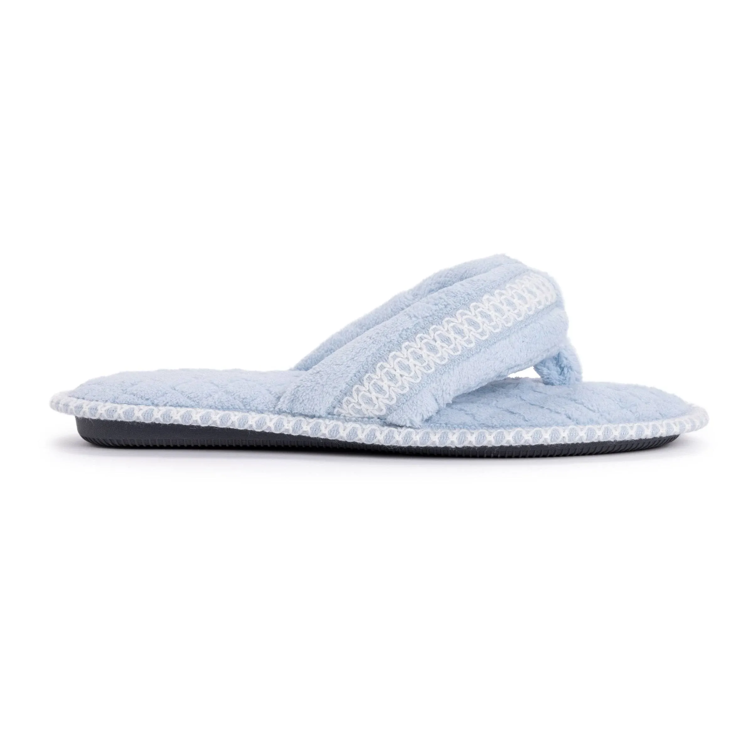 MUK LUKS Women's Darlene Thong Slipper Freesia Blue S (5-6)