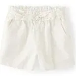 Girls Linen-Blend Tie Front Shorts - Simplywht