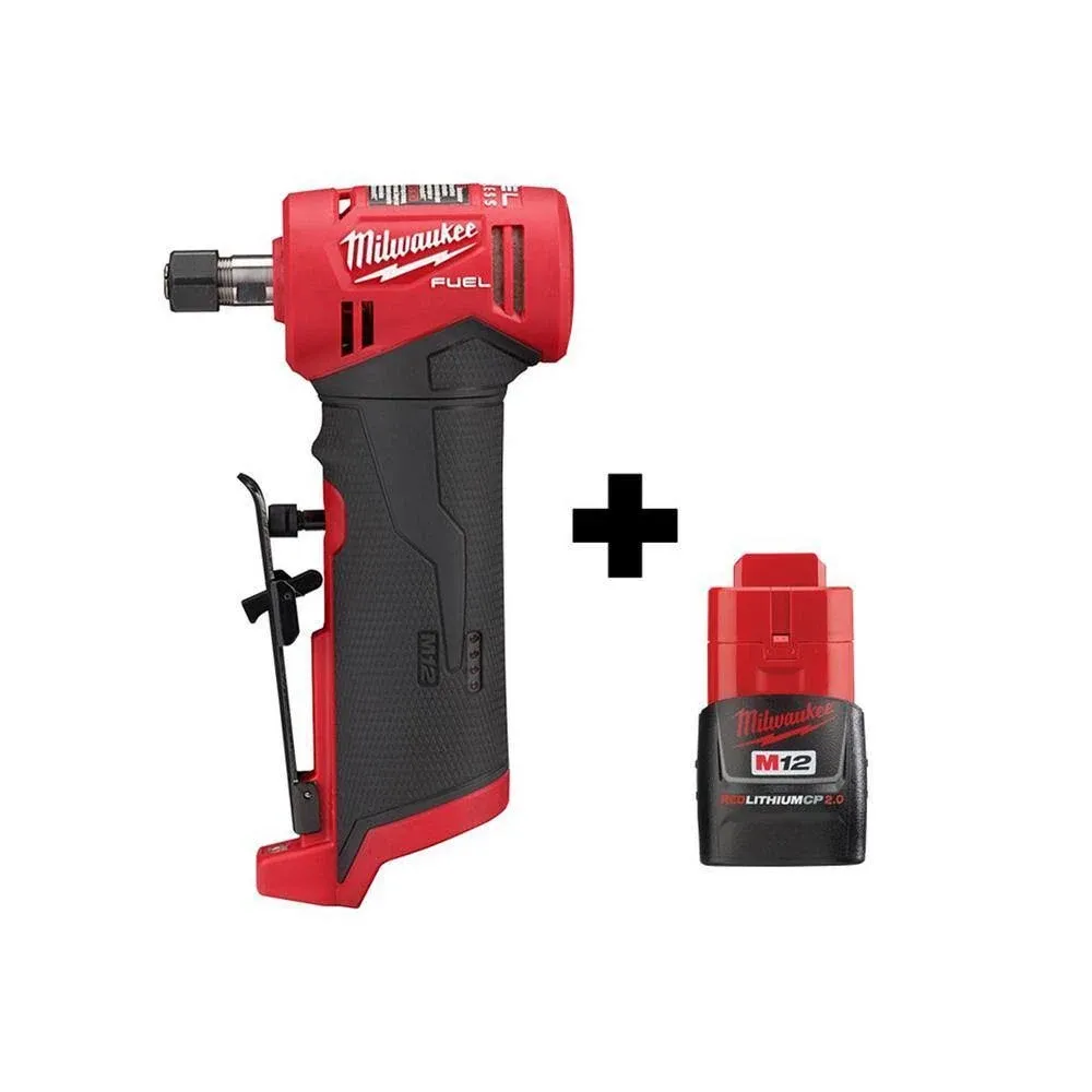 Milwaukee M12 Fuel 12V Lithium-Ion Brushless Cordless 1/4 in. Right Angle Die Grinder with M12 2.0 Ah Battery