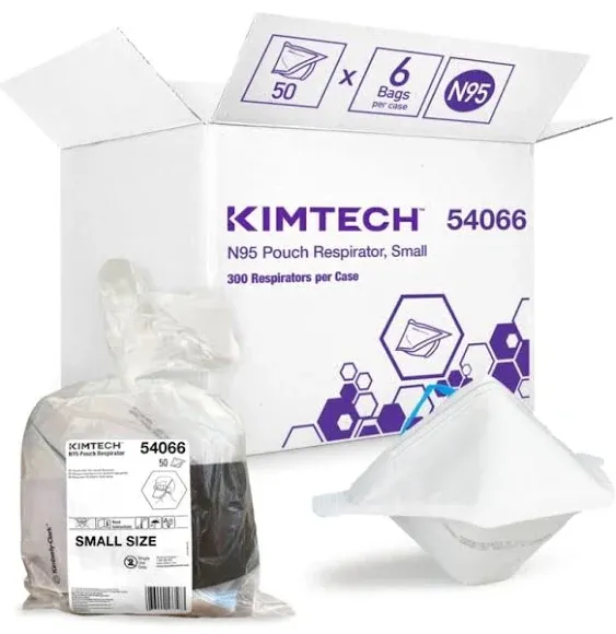 Kimberly-Clark Professional N95 Pouch Respirator (54066), NIOSH-Approved, Made in The USA, Small size, 50 Respiratorsbag