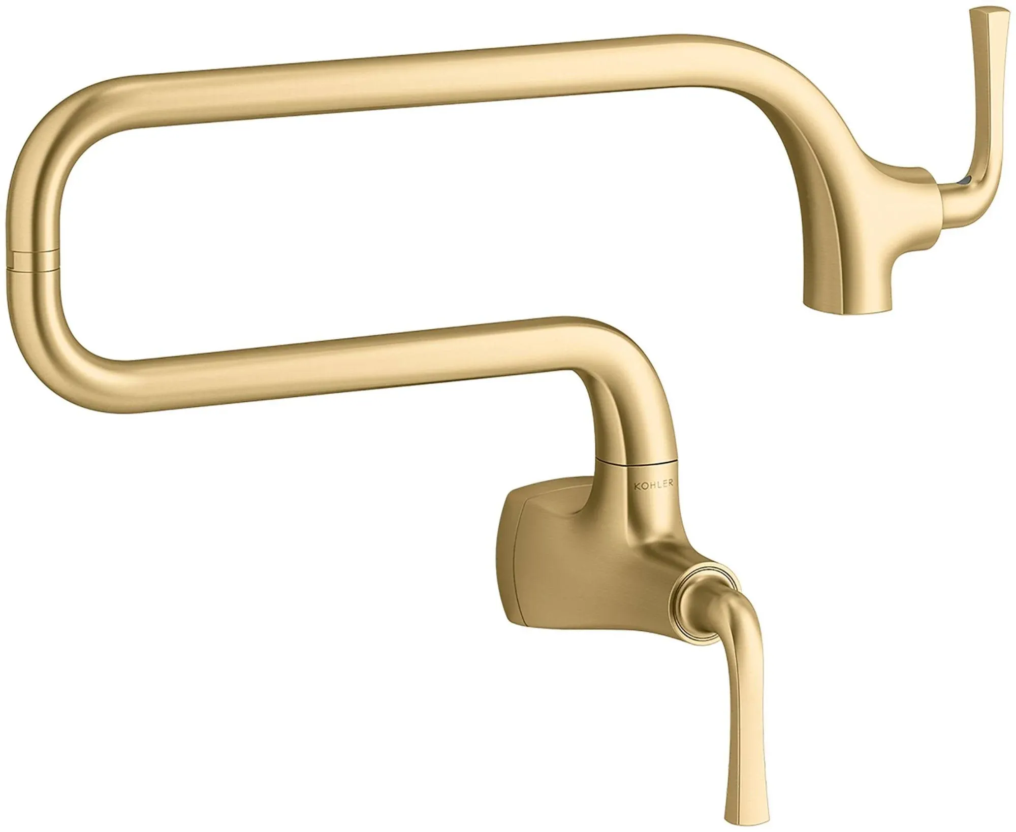 Kohler K-22066-2MB Vibrant Brushed Moderne Brass Graze Wall-Mount Pot Filler Faucet