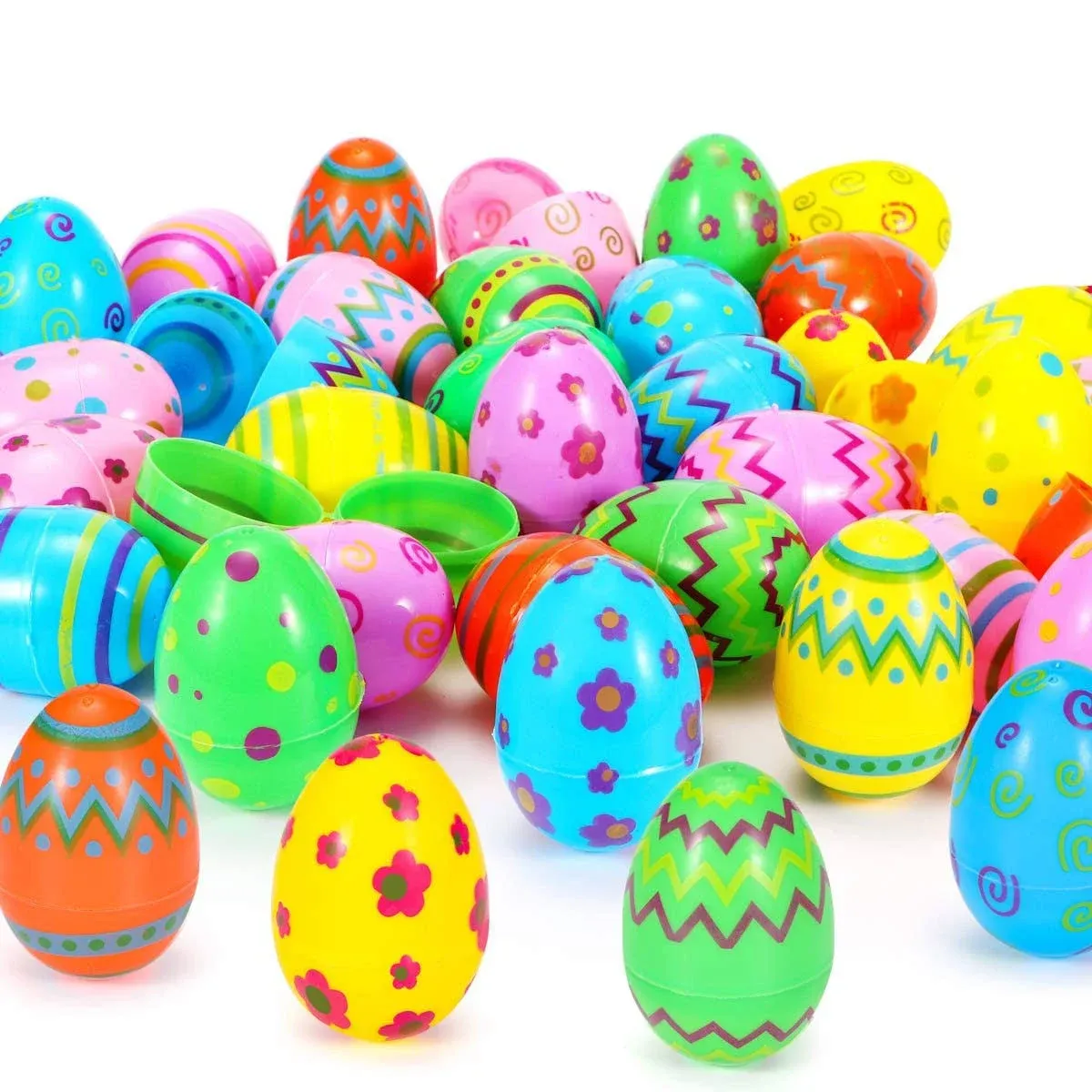 Sizonjoy 36 Pcs Plastic Printed Easter Eggs, 3.15&#034; Tall Small, 36 