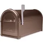 Post Mount Mailbox Copper Brown Large Steel Silver Flag Galvanized Steel Body