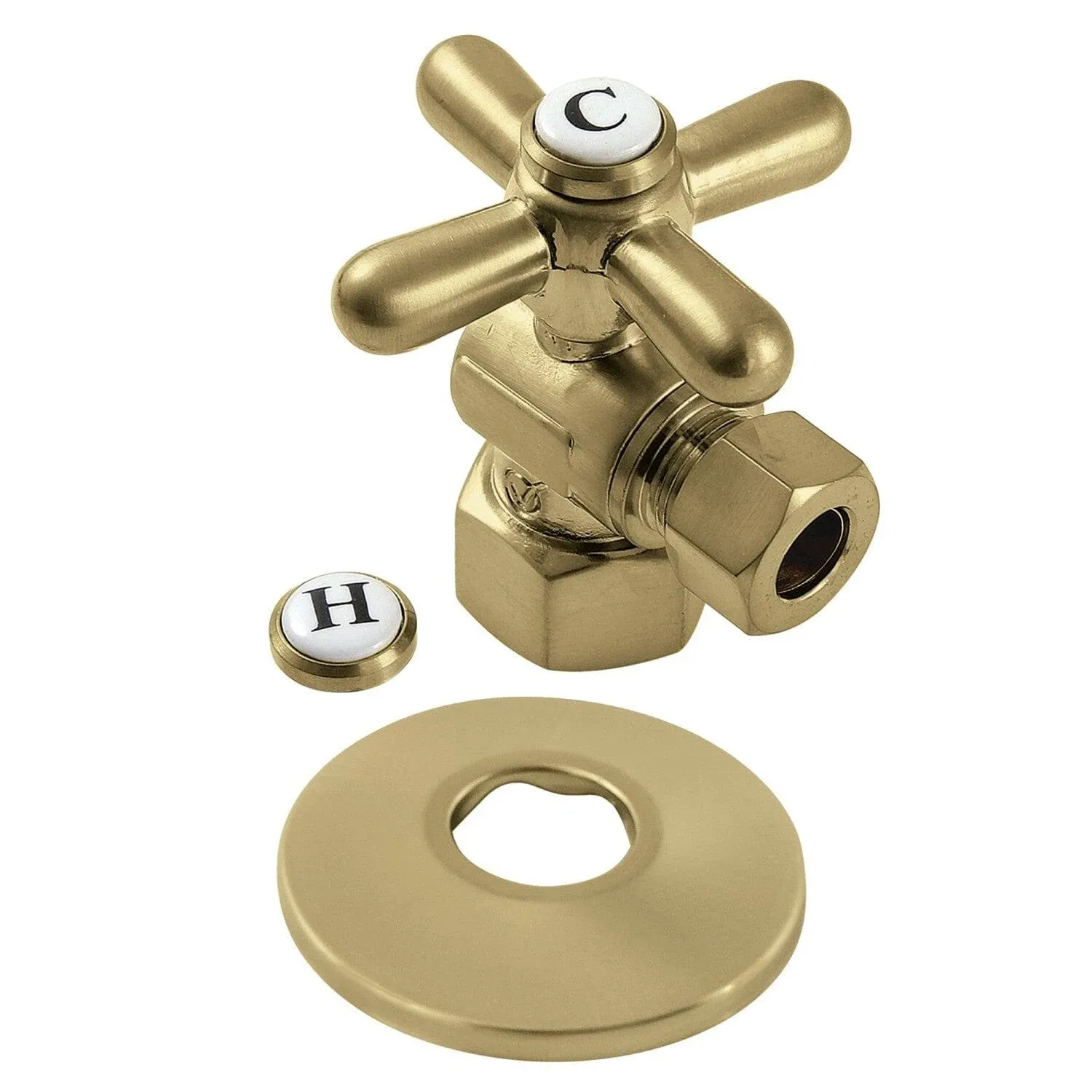 Kingston Brass 1/2-Inch FIP X 3/8-Inch OD Comp Quarter-Turn Angle Stop Valve with Flange