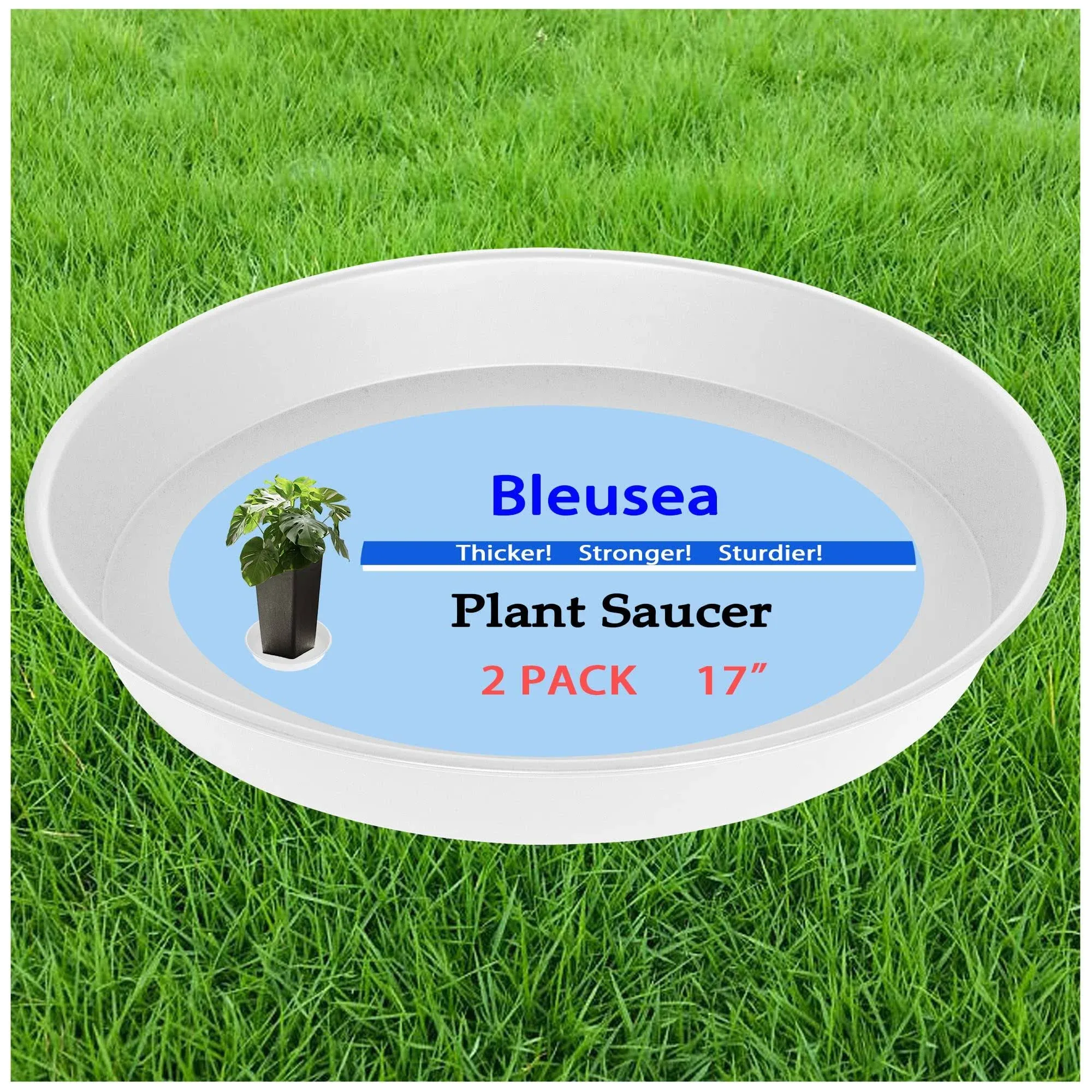 Bleusea Plant Saucer Pot Tray 16 17 Inch, Large Heavy Duty Plastic Flower Pla...