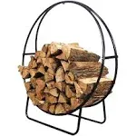 Sunnydaze 48-Inch Outdoor Firewood Rack Hoop - Indoor Round Tubular Steel Fireplace Wood Holder