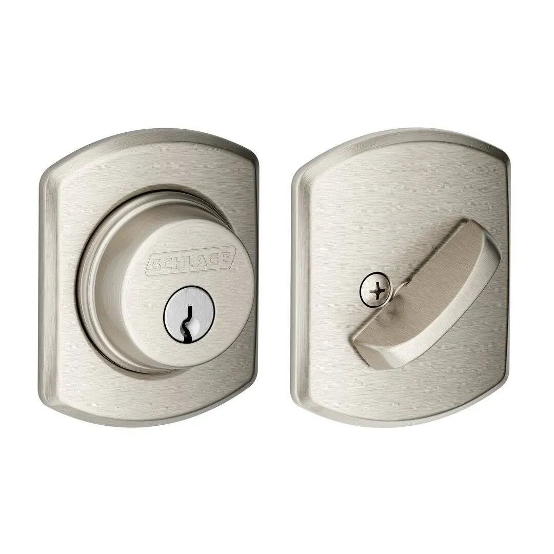 Schlage B60 Greenwich Single Cylinder Deadbolt Satin Nickel Finish