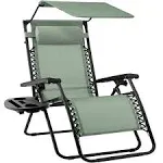 Best Choice Products Folding Zero Gravity Recliner Patio Lounge Chair w/ Canopy Shade, Headrest, Tray - Sage Green