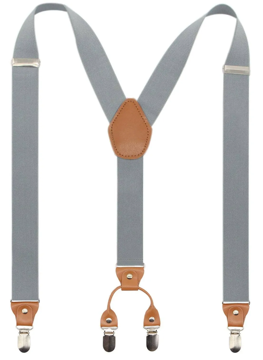 Men’s Y-Back 4 Metal Clip Elastic Wide Suspenders Navy