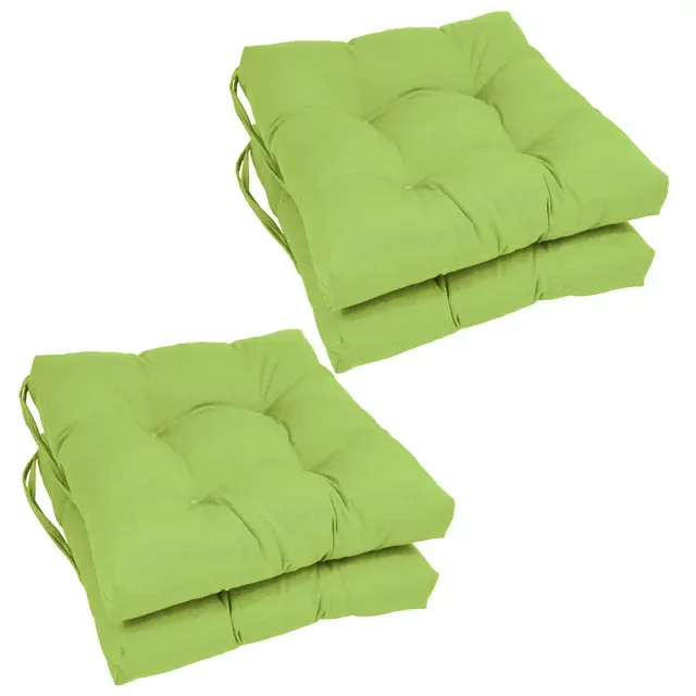 Oakestry Solid Twill Square Tufted Chair Cushions (Set of 4), 16&amp;#34;, Mojito Lime