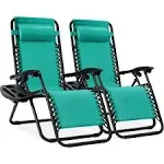 Set of 2 Adjustable Zero Gravity Lounge Chair Recliners Patio Pool w/ Cup Holder