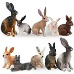 Toymany 10pcs Easter Bunny Rabbit Figures Hare Figurines - Farm Animals Toy Cake Topper Party Favor for Kids Toddlers, Size: One size, Other