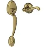 Schlage FE285 Ply Fla LH 609 Plymouth Front Entry Handle Flair Left-Handed Interior Lever, Antique Brass