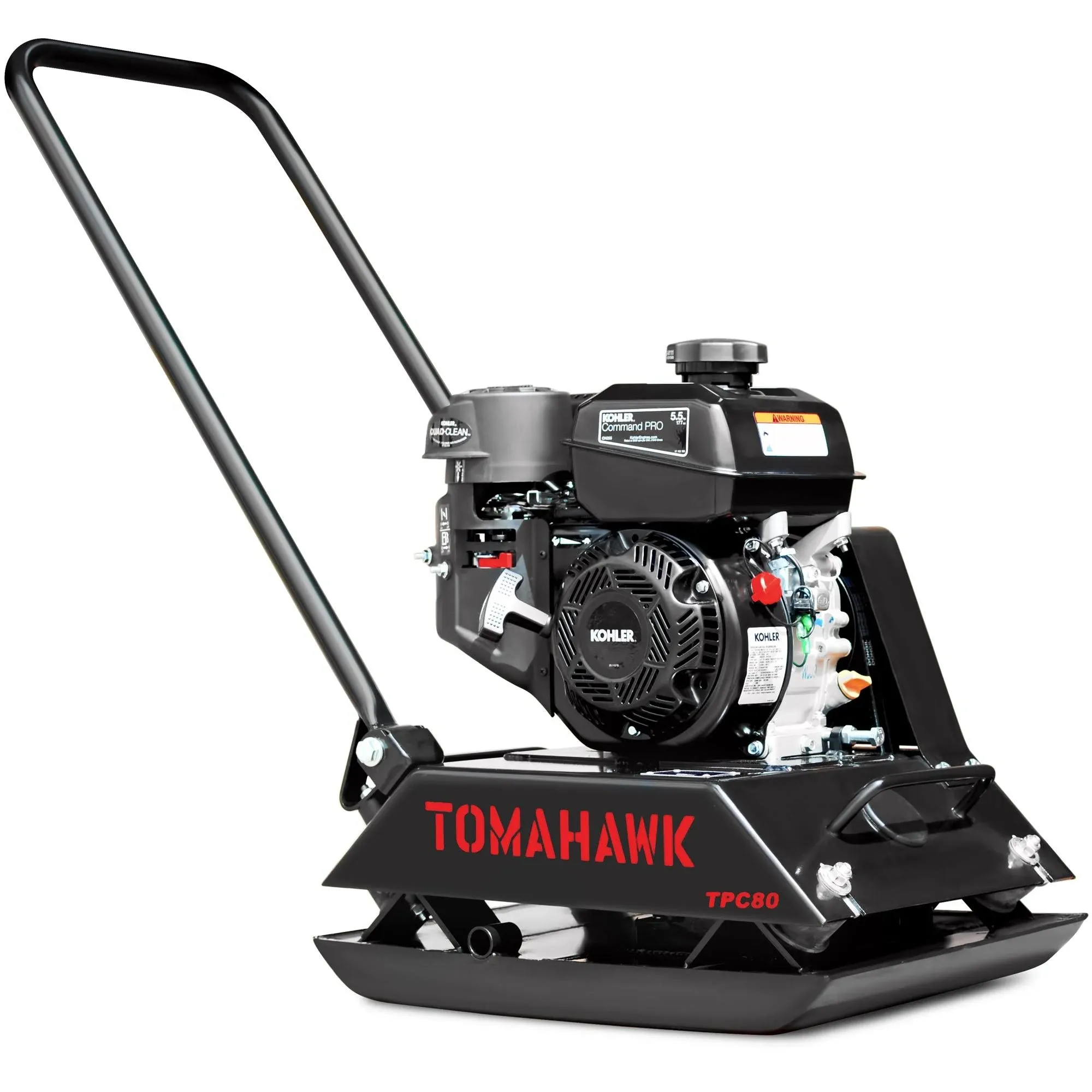 Tomahawk Power Vibratory Plate Compactor Tamper with Poly Pad and Wheels for Dirt Asphalt Gravel Soil Compaction